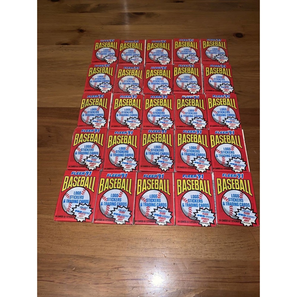 1991 Fleer Baseball Cards Lot of 25 Sealed Unopened Wax Packs! 14ct+sticker